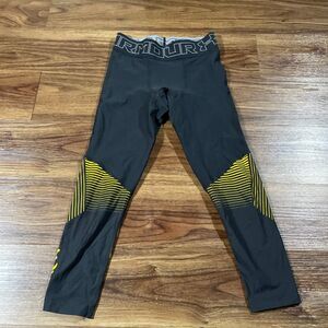 Under Armour Project Rock Heat Gear Vanish 3/4 Leggings Black Compression Mens S